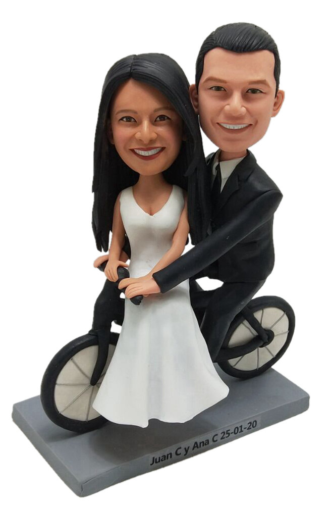 Custom cake toppers couple riding bikes cake toppers
